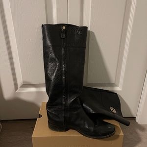 Pebbled Leather Knee High Tory Burch Boots